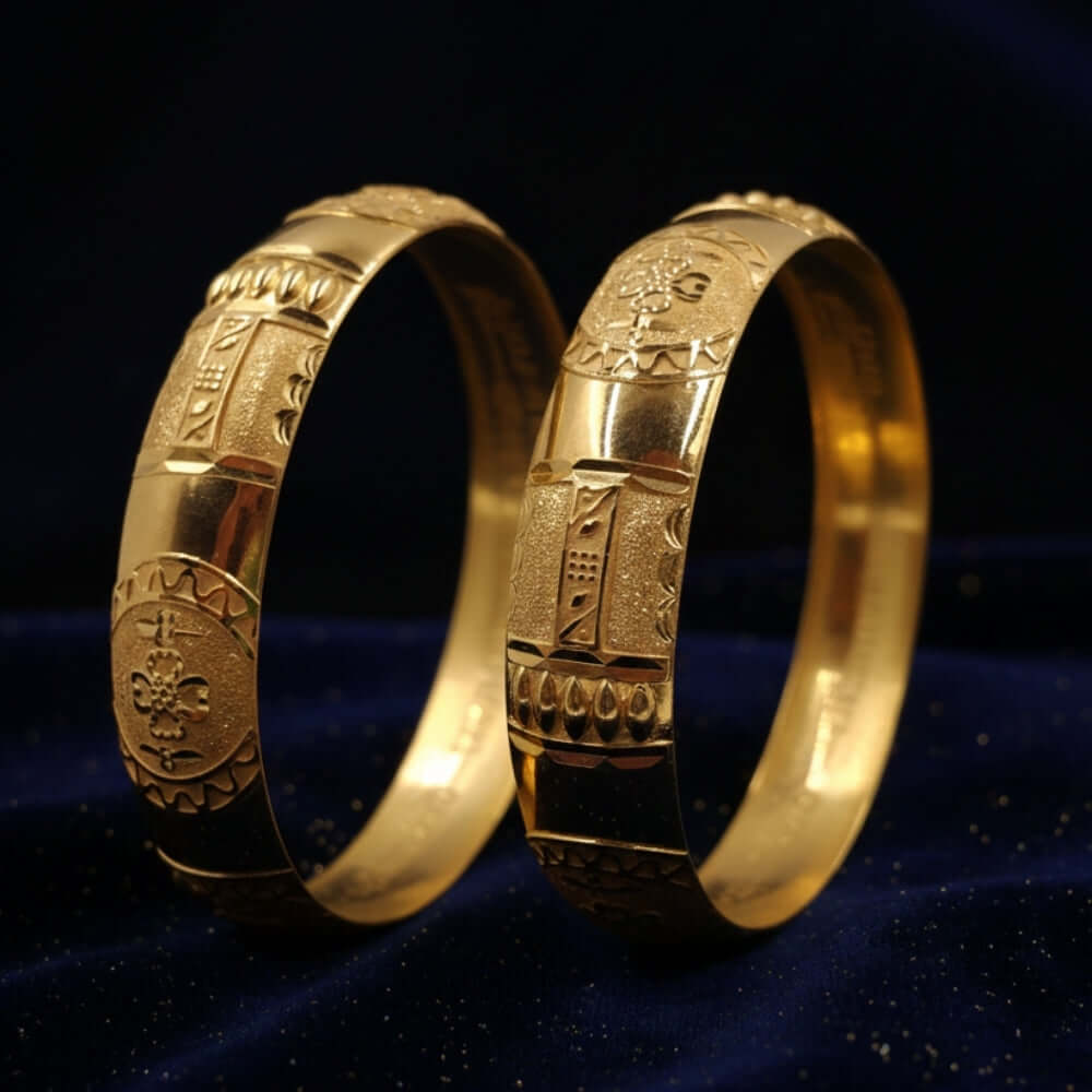 22K Gold Traditional Designer Bangles | Elegant Bridal & Festive Jewelry